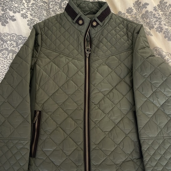 Barbour Grassmere Quilted Jacket Olive Green Sz 12 - Picture 10 of 10